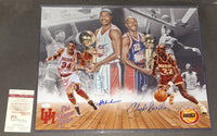 Hakeem Olajuwon and Clyde Drexler autographed 16x20 JSA Witness COA