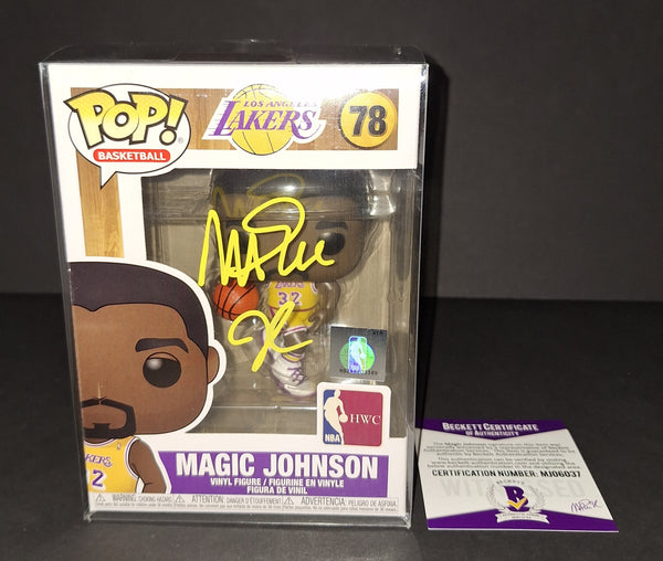 Magic Johnson autographed Funko Beckett Witness COA