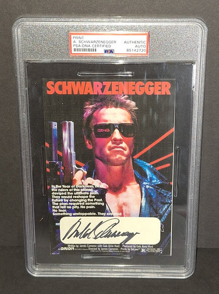 Arnold Schwarzenegger autographed custom signature card PSA/DNA COA