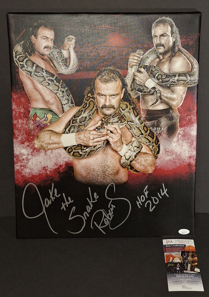 Jake "The Snake" Roberts autographed 16x20 canvas JSA COA