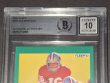 Joe Montana autographed card Beckett COA Gem 10