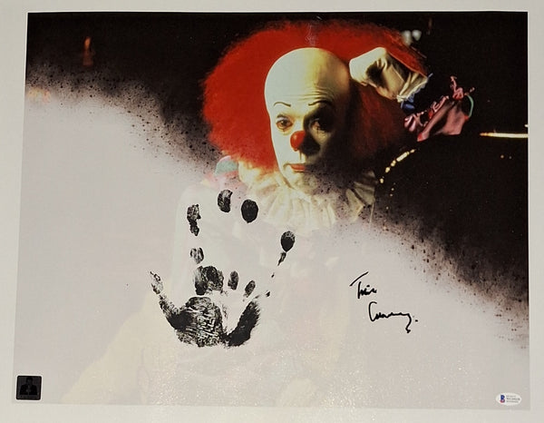 Tim Curry autographed Pennywise canvas with hand print Beckett Witness COA