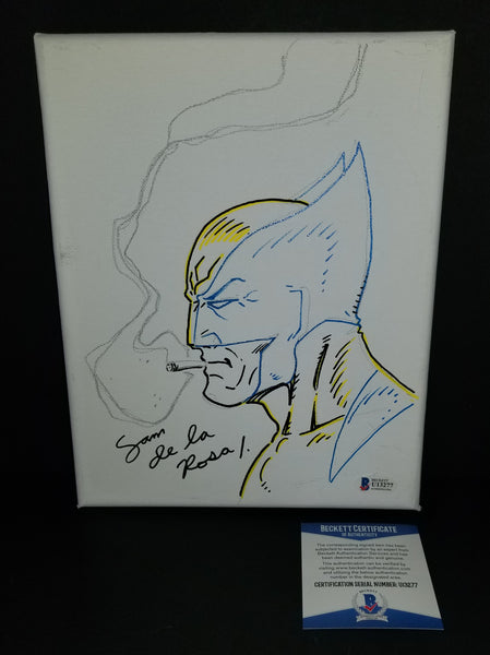 Sam De La Rosa autographed and sketched 8x10 canvas Beckett COA