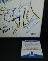 Sam De La Rosa autographed and sketched 8x10 canvas Beckett COA