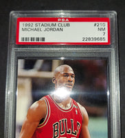 Michael Jordan 1992 Topps Stadium Club Chicago Bulls card PSA 7