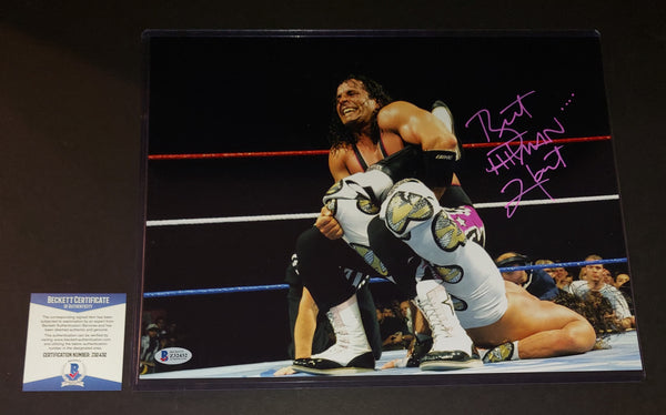 Bret "The Hitman" Hart autographed 11x14 Beckett COA