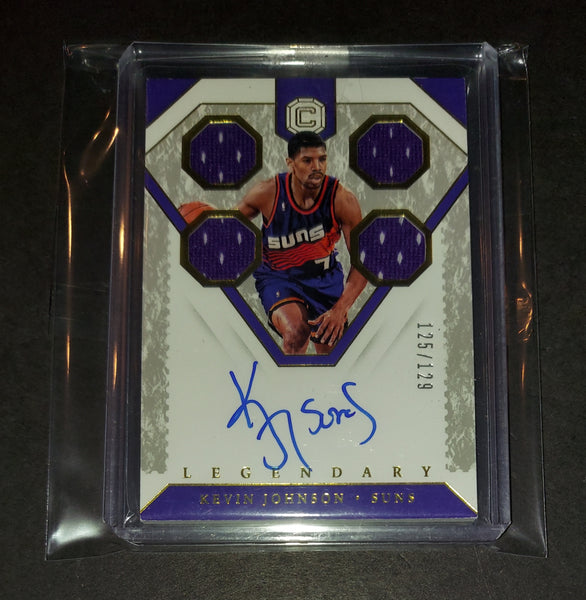 Kevin Johnson 2019 Phoenix Suns Panini Legendary Cornerstones autographed quad patch card 125/129