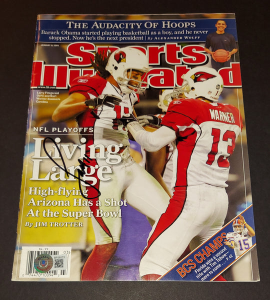 Larry Fitzgerald autographed Sports Illustrated Beckett COA