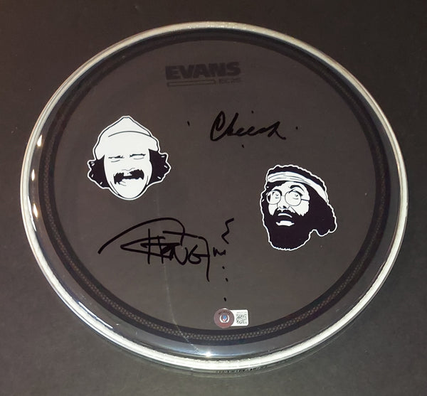 Cheech and Chong autographed drumhead Beckett Witness COA